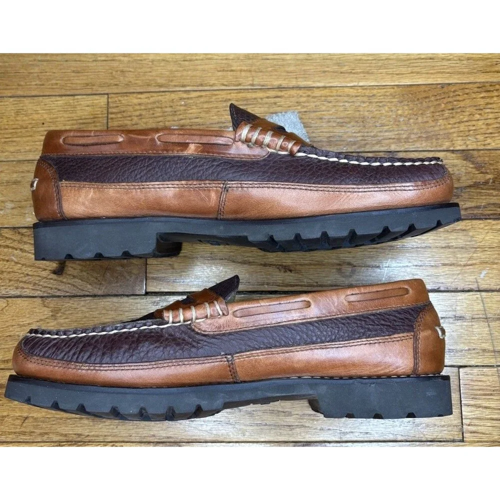 L.L.Bean Men’s Allagash Bison Handsewn Penny Loafers Leather Brown Size 10 EE